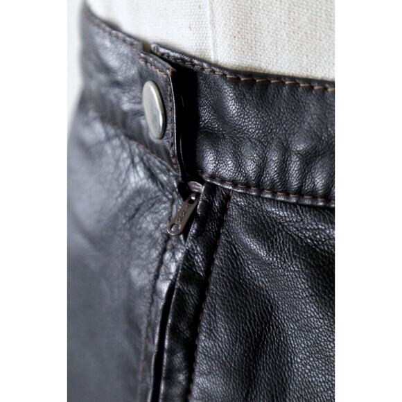 Vintage 1990s Barney's CO-OP Brown Leather High Rise Pencil Skirt - Picture 9 of 10